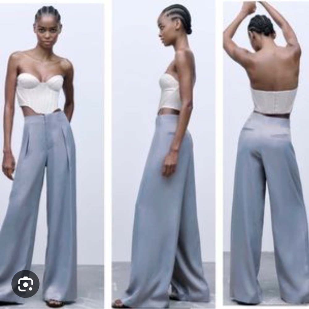 Satin wide leg pants - Blue Grey Zara - Brand new